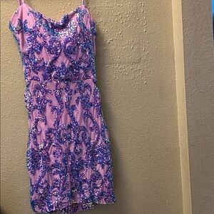 Pink and Purple Sequin Dress